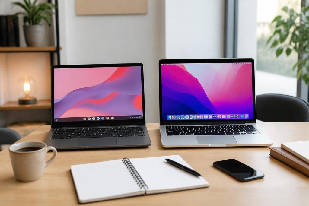 découvrez notre comparatif complet entre chromebook et macbook pour choisir le laptop idéal selon vos besoins et usages quotidiens.