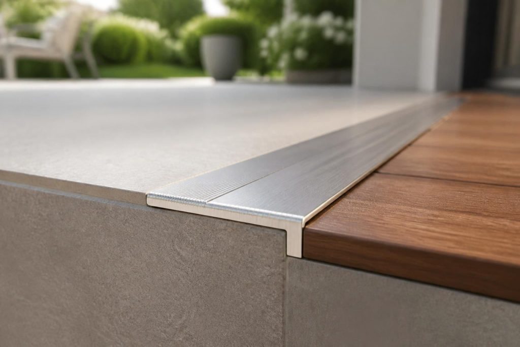découvrez notre sélection de profilés nez de marche pour carrelage, parquet et usage extérieur, disponibles chez leroy merlin pour une finition parfaite et sécurisée.